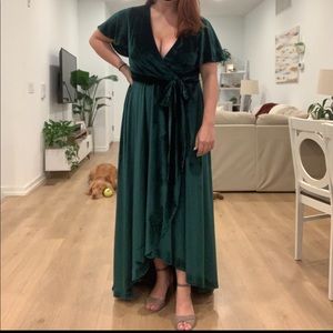 Green Velvet Formal Dress for Holidays, Winter Weddings and Christmas Parties